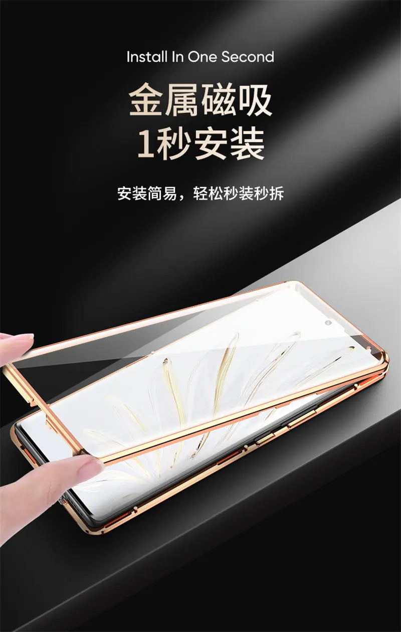 Honor 90 5G Case 360 Full Protection Clear Tempered Glass Front Hard Cover with Back PU Leather Case for Honor 90 Honor90 5G