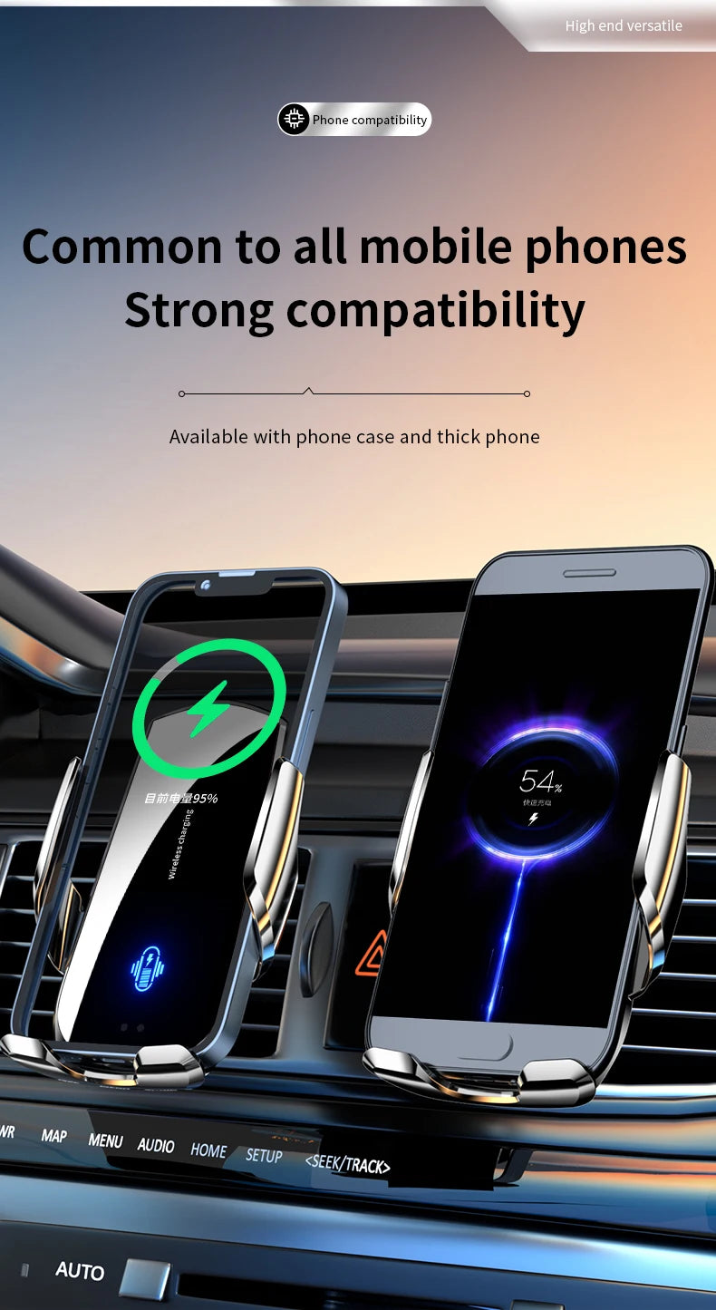 Wireless Car Phone Holder 15W Fast Charging Wireless Charger Infrared Sensing for iPhone Andorid Uneversal Car Phone Stand