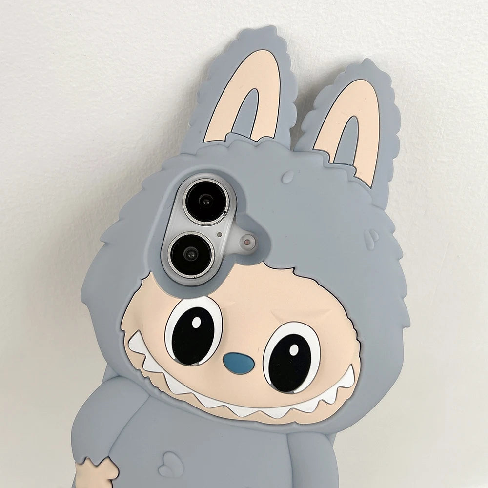 For iPhone 16 15 14 Plus 13 12 11 Pro Max Kawaii 3D Cartoon LaBuBu Monsters Soft Silicone Case Shockproof Back Cover