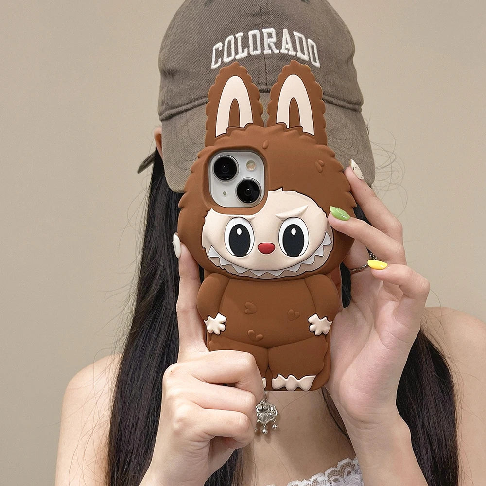 For iPhone 16 15 14 Plus 13 12 11 Pro Max Kawaii 3D Cartoon LaBuBu Monsters Soft Silicone Case Shockproof Back Cover