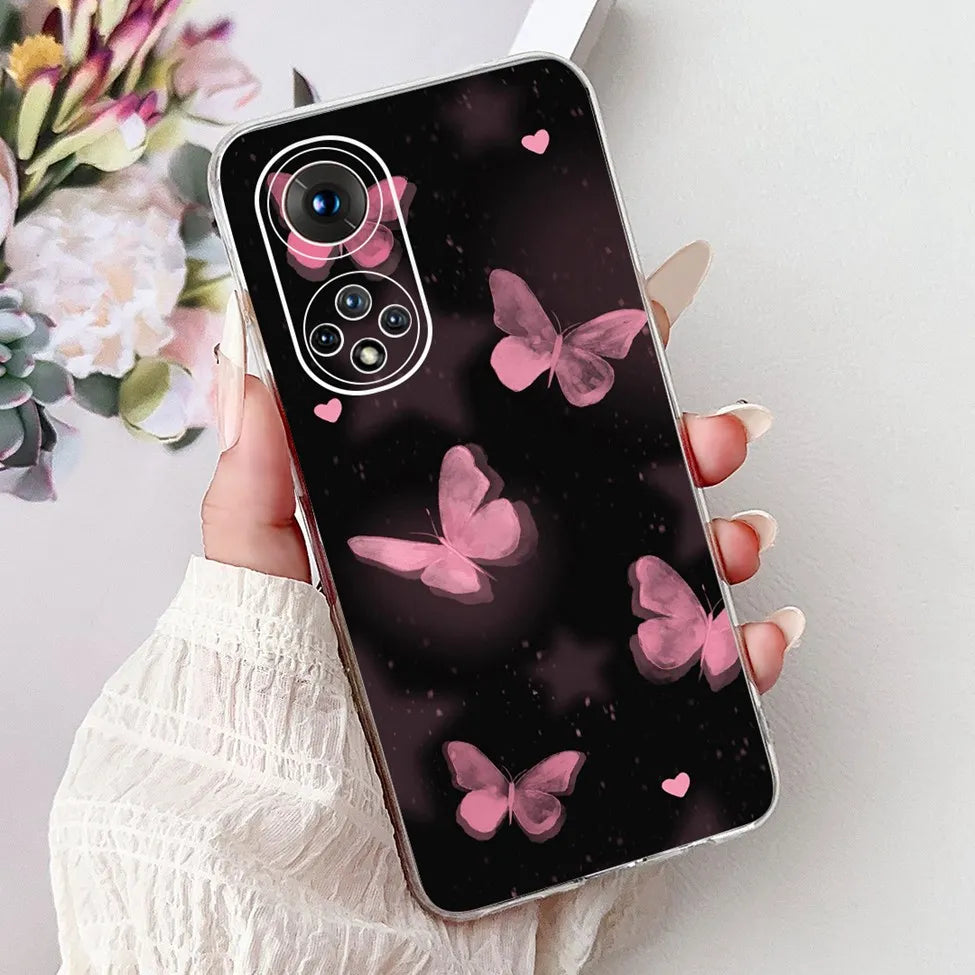 Clear For Honor50 NTH-AN00 NTH-NX9 Back Cover For Honor 50 Case Fashion Luxury Flowers Cute Cartoon Cool Soft TPU Funda 6.57