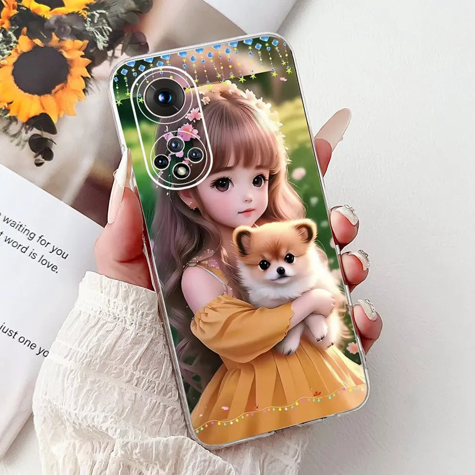 Clear For Honor50 NTH-AN00 NTH-NX9 Back Cover For Honor 50 Case Fashion Luxury Flowers Cute Cartoon Cool Soft TPU Funda 6.57