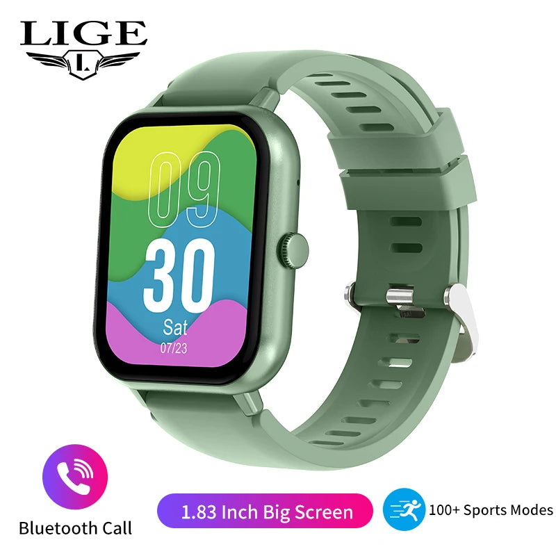LIGE Waterproof Smart Watch Bluetooth Call Women Men Watch Voice Assistant 100+Sports Smartwatch For Huawei Xiaomi Android ios
