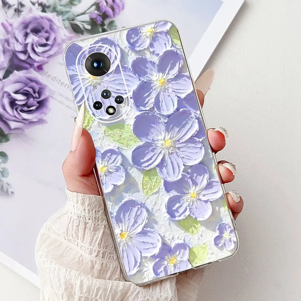 Clear For Honor50 NTH-AN00 NTH-NX9 Back Cover For Honor 50 Case Fashion Luxury Flowers Cute Cartoon Cool Soft TPU Funda 6.57