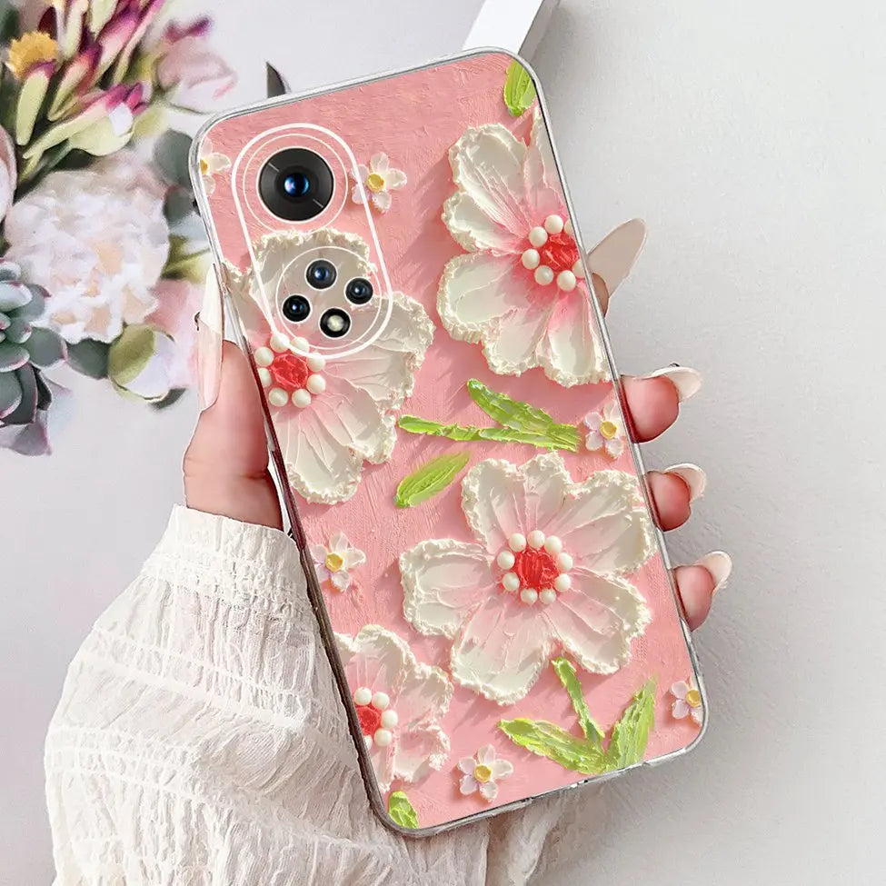 Clear For Honor50 NTH-AN00 NTH-NX9 Back Cover For Honor 50 Case Fashion Luxury Flowers Cute Cartoon Cool Soft TPU Funda 6.57