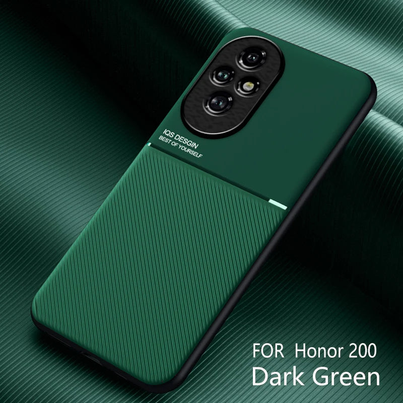 Case For Honor 200 Built-in Metal Plate Support on Car Holder Shockproof Hard Cover For Huawei Honor 200 Pro