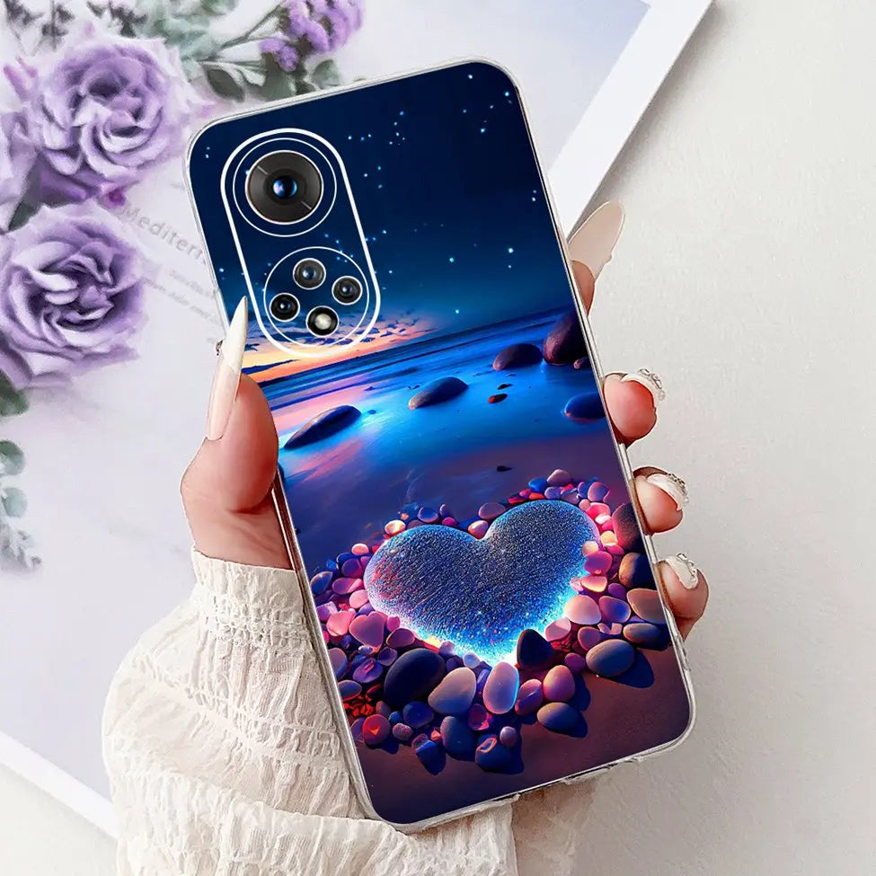 Clear For Honor50 NTH-AN00 NTH-NX9 Back Cover For Honor 50 Case Fashion Luxury Flowers Cute Cartoon Cool Soft TPU Funda 6.57