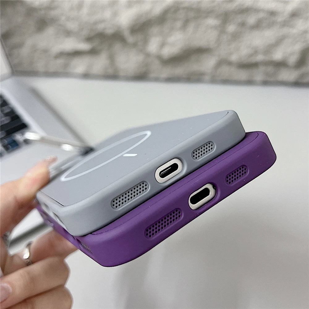For iPhone 16 Pro Max Luxury Magsafe Magnetic Liquid Silicone Holder Stand Phone Case For iPhone 15 14 13 12 11 Protective Cover