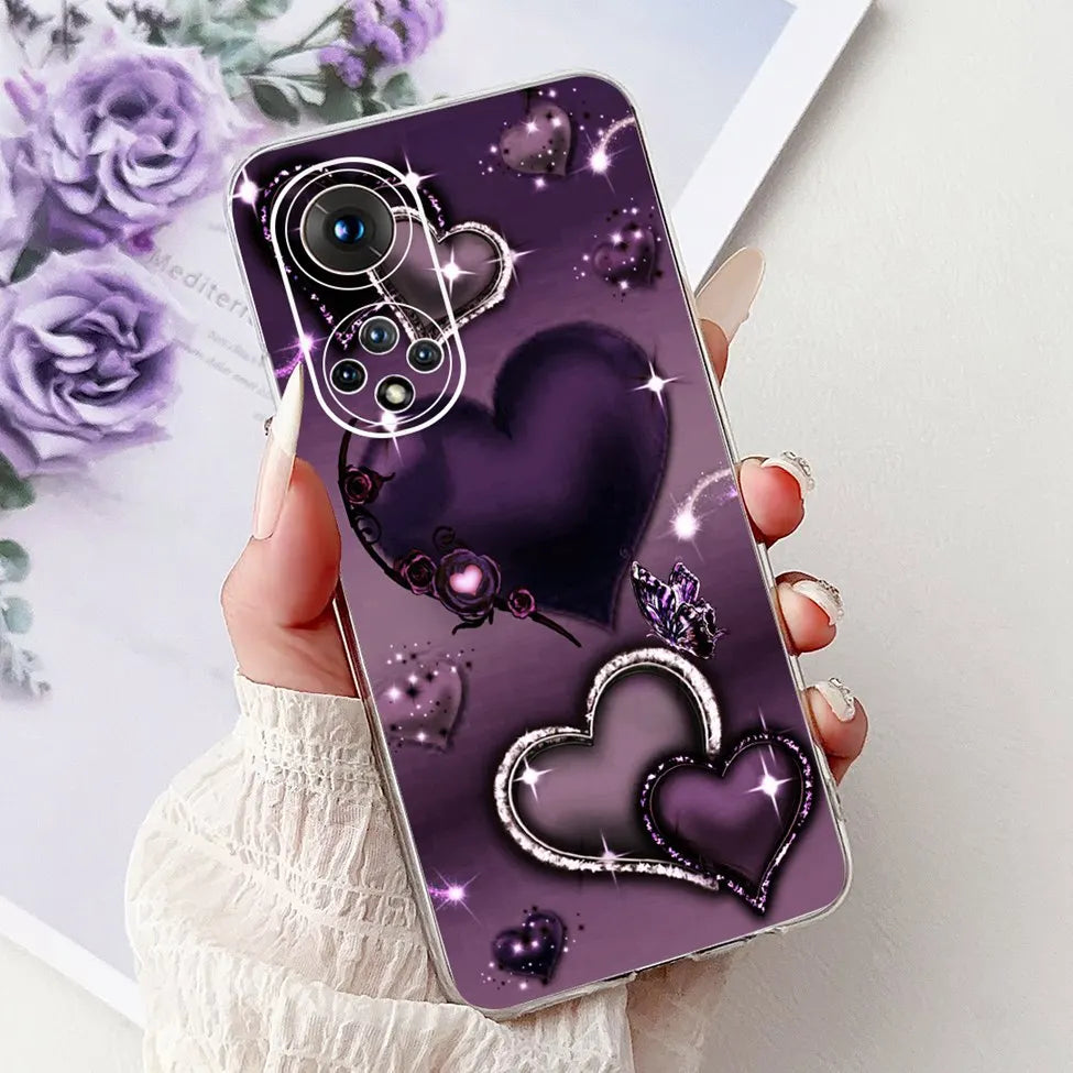 Clear For Honor50 NTH-AN00 NTH-NX9 Back Cover For Honor 50 Case Fashion Luxury Flowers Cute Cartoon Cool Soft TPU Funda 6.57