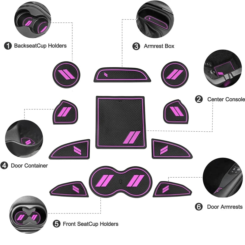 Car Cup Holder Mat Insert Coaster Pad Non-Slip Anti-Dust Mat For 2015-2020 Dodge Challenger Car Styling Accessories