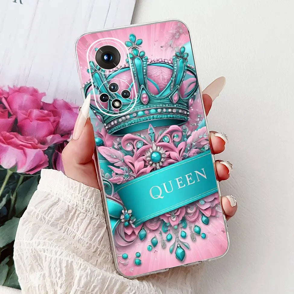 Clear For Honor50 NTH-AN00 NTH-NX9 Back Cover For Honor 50 Case Fashion Luxury Flowers Cute Cartoon Cool Soft TPU Funda 6.57