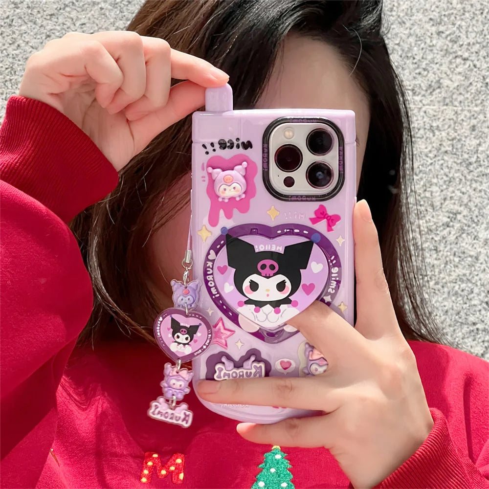 luxury Kawaii My Melody Kuromi Style iPhone 15 14 13 12 11 Pro X XR XS MAX All Inclusive Women's Shockproof Phone Case