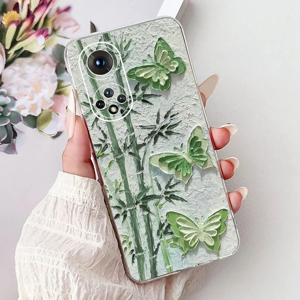 Clear For Honor50 NTH-AN00 NTH-NX9 Back Cover For Honor 50 Case Fashion Luxury Flowers Cute Cartoon Cool Soft TPU Funda 6.57