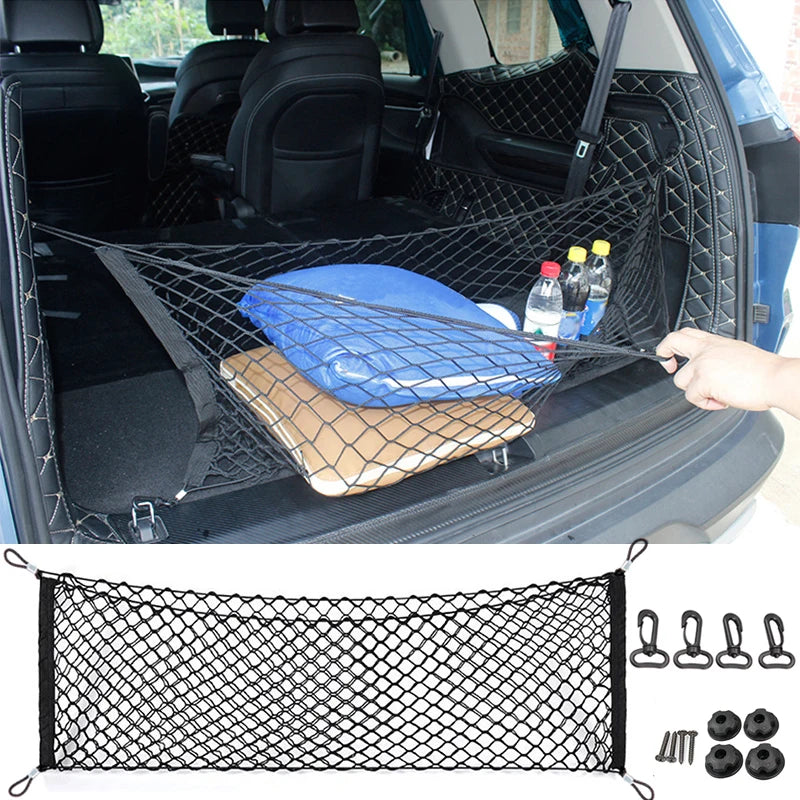 70*70cm Car Trunk Net Boot String Mesh Elastic Nylon Rear Back Cargo Trunk Storage Organizer Luggage Net Holder Car Accessories