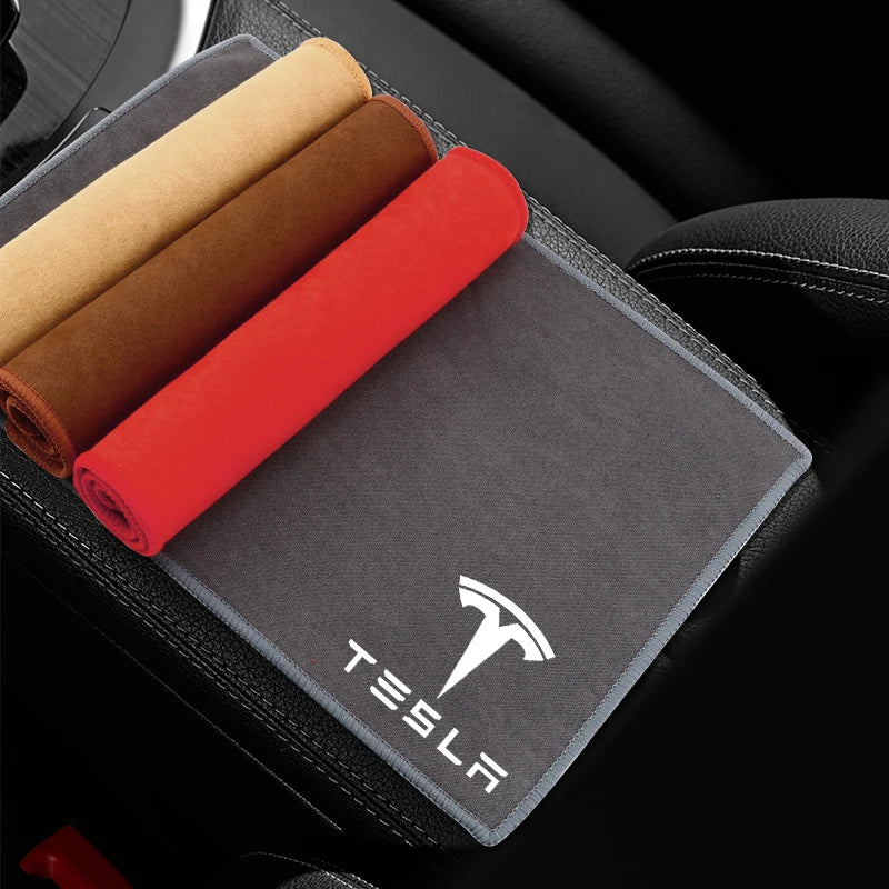 Suede Fleece Microfiber Towel Car Cleaning Rag Cloth with brush For Tesla Model 3 Model S X Model Y Roadster Bonina Coil