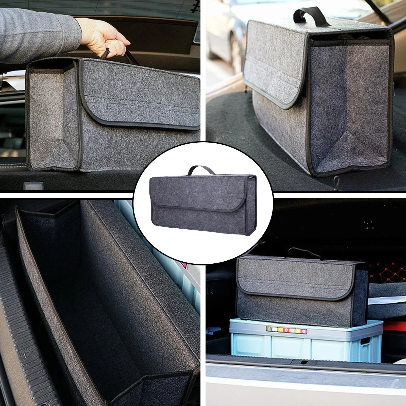 Large Anti Slip Compartment Boot Storage Organizer Tool Car Storage Bag Car Trunk Organizer Soft Felt Storage Box Accessories