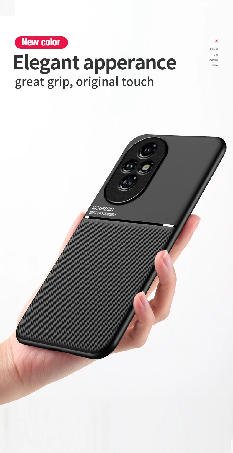 Case For Honor 200 Built-in Metal Plate Support on Car Holder Shockproof Hard Cover For Huawei Honor 200 Pro