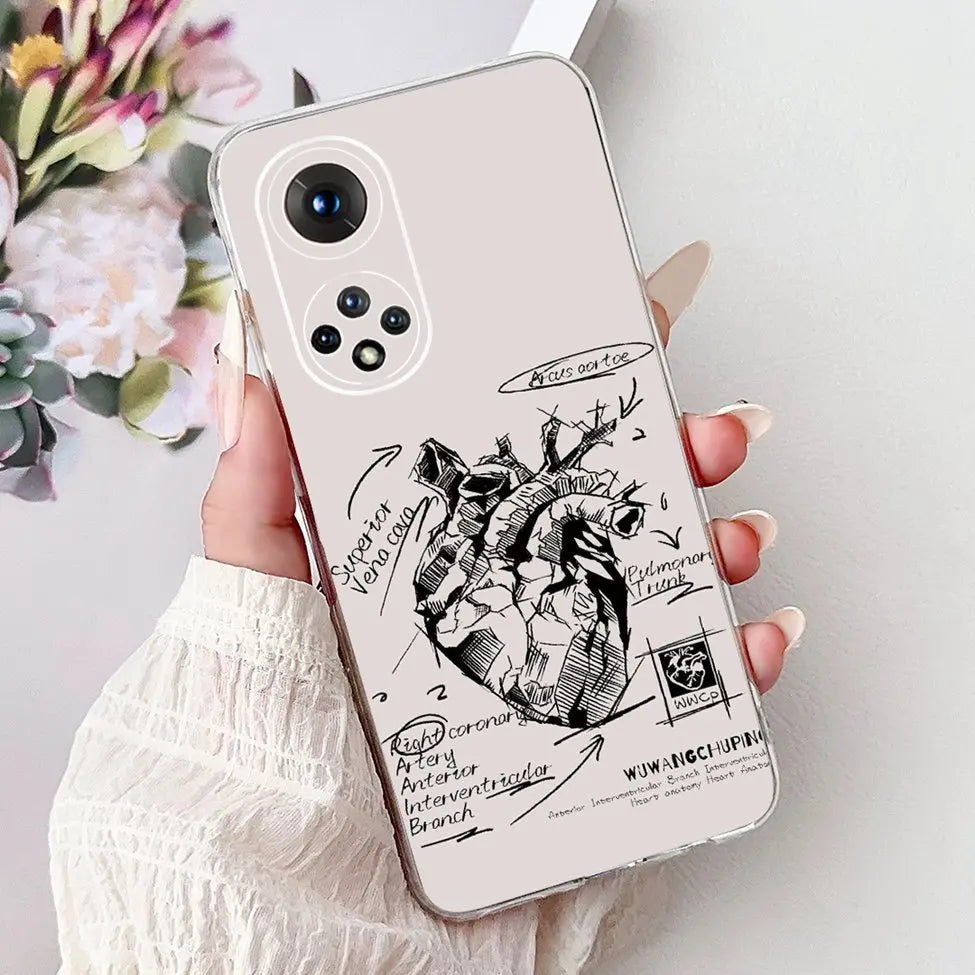 Clear For Honor50 NTH-AN00 NTH-NX9 Back Cover For Honor 50 Case Fashion Luxury Flowers Cute Cartoon Cool Soft TPU Funda 6.57