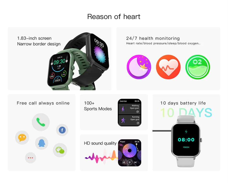 LIGE Waterproof Smart Watch Bluetooth Call Women Men Watch Voice Assistant 100+Sports Smartwatch For Huawei Xiaomi Android ios