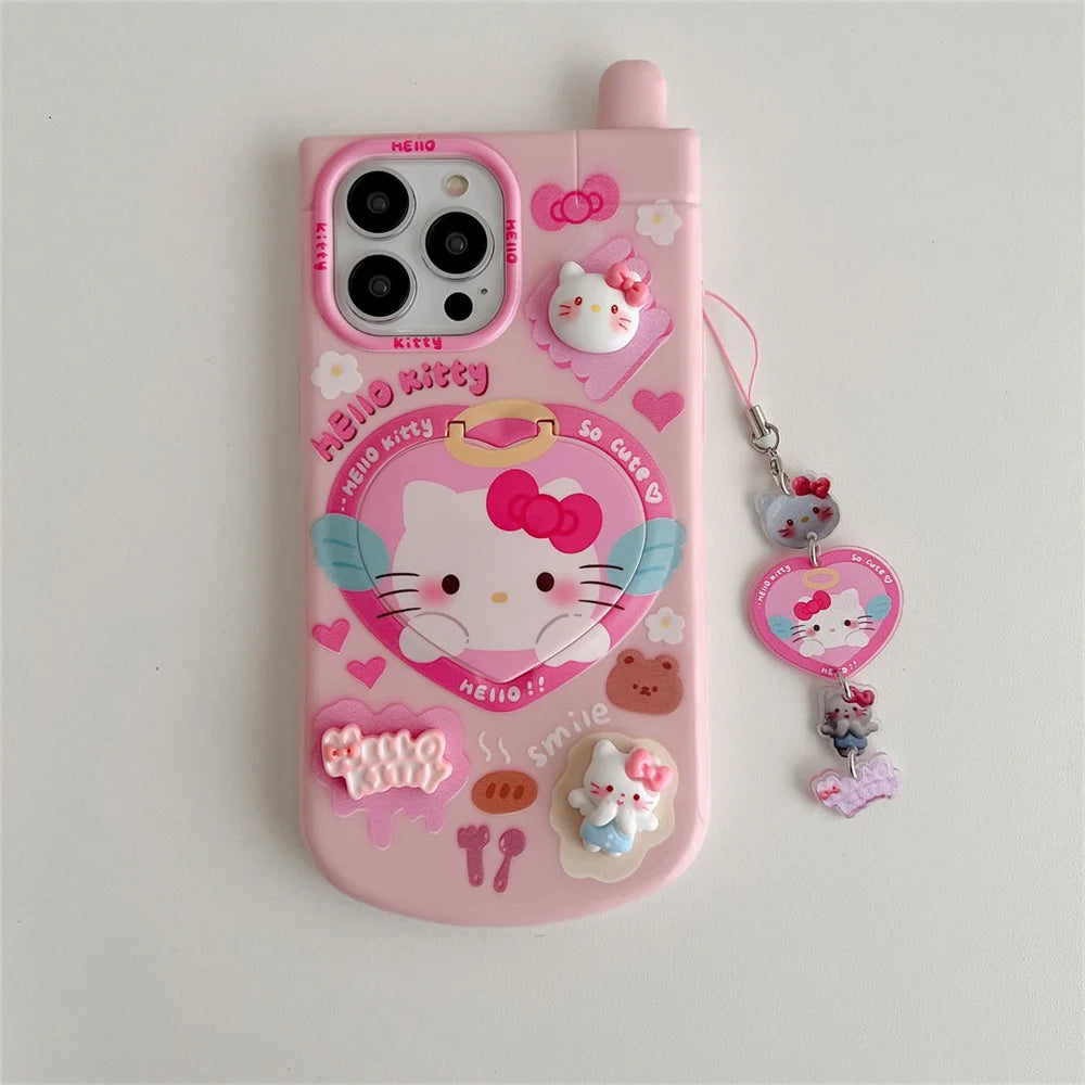 luxury Kawaii My Melody Kuromi Style iPhone 15 14 13 12 11 Pro X XR XS MAX All Inclusive Women's Shockproof Phone Case