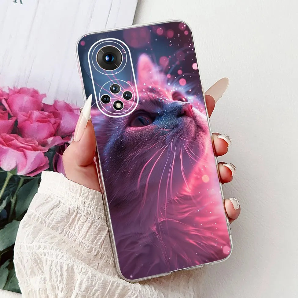 Clear For Honor50 NTH-AN00 NTH-NX9 Back Cover For Honor 50 Case Fashion Luxury Flowers Cute Cartoon Cool Soft TPU Funda 6.57