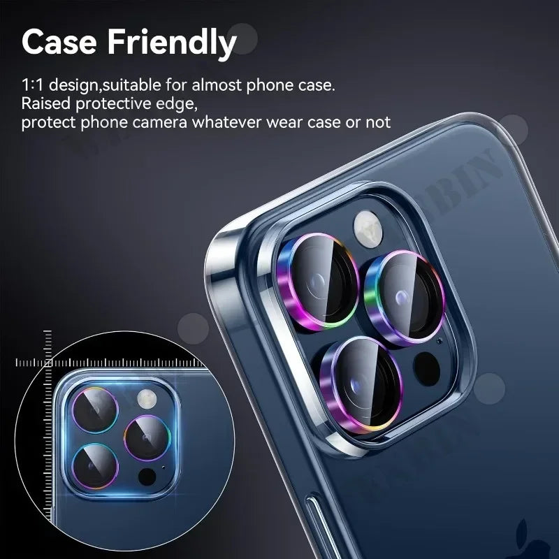 2 Pcs Camera Lens Protector For iPhone 16 15 14 13 12 11 Pro Max Plus Mini Diamond Metal Protective Glass For iPhone Lens