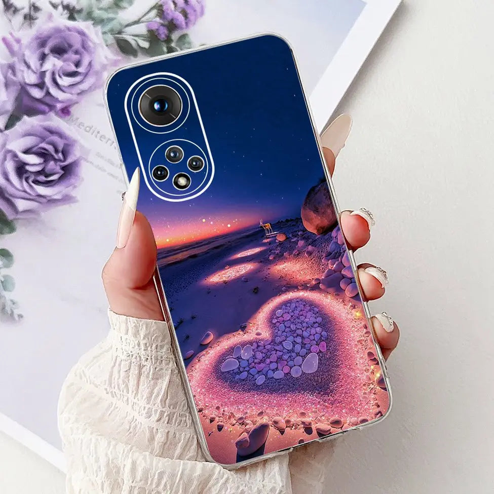 Clear For Honor50 NTH-AN00 NTH-NX9 Back Cover For Honor 50 Case Fashion Luxury Flowers Cute Cartoon Cool Soft TPU Funda 6.57