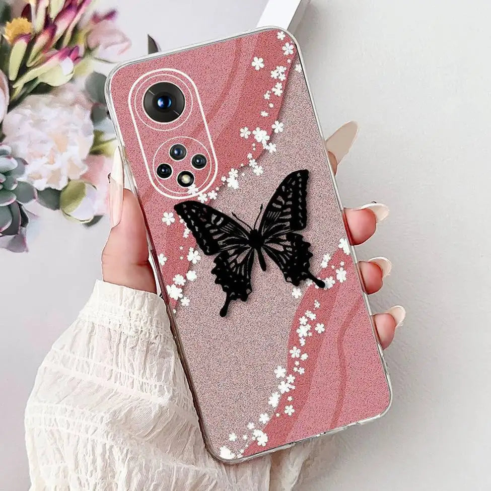 Clear For Honor50 NTH-AN00 NTH-NX9 Back Cover For Honor 50 Case Fashion Luxury Flowers Cute Cartoon Cool Soft TPU Funda 6.57