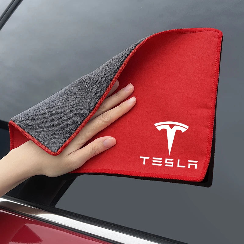 Suede Fleece Microfiber Towel Car Cleaning Rag Cloth with brush For Tesla Model 3 Model S X Model Y Roadster Bonina Coil