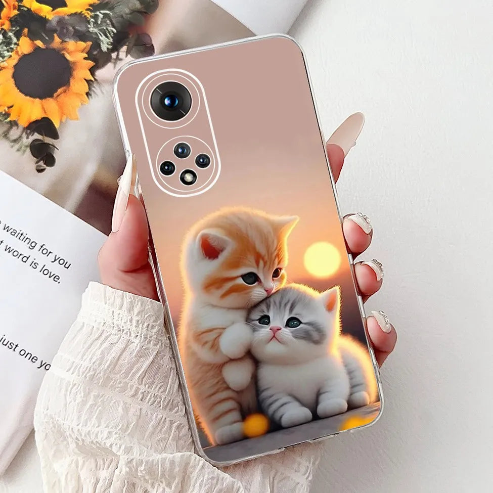 Clear For Honor50 NTH-AN00 NTH-NX9 Back Cover For Honor 50 Case Fashion Luxury Flowers Cute Cartoon Cool Soft TPU Funda 6.57