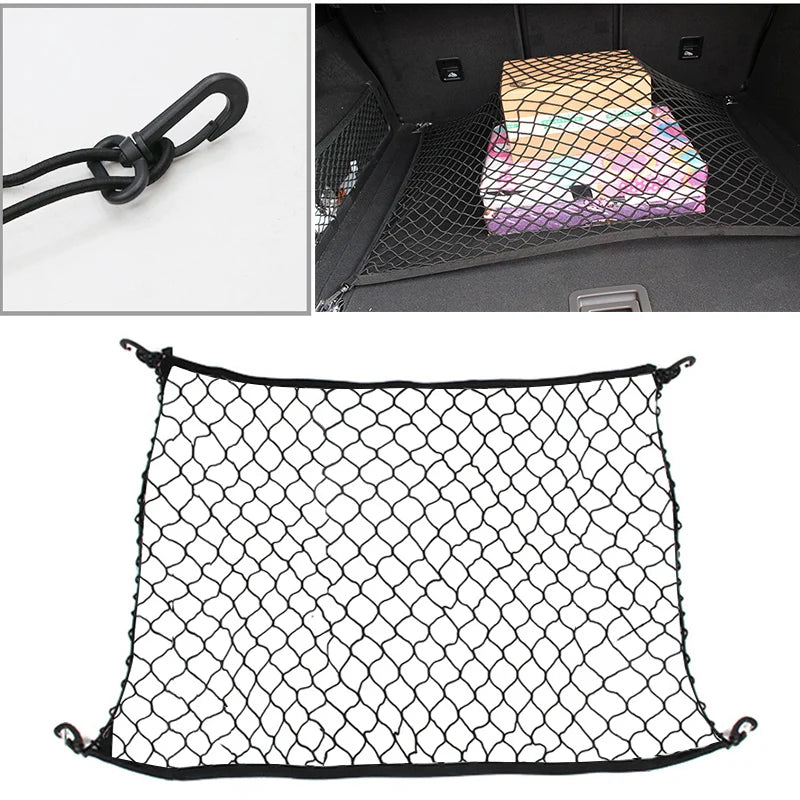 70*70cm Car Trunk Net Boot String Mesh Elastic Nylon Rear Back Cargo Trunk Storage Organizer Luggage Net Holder Car Accessories