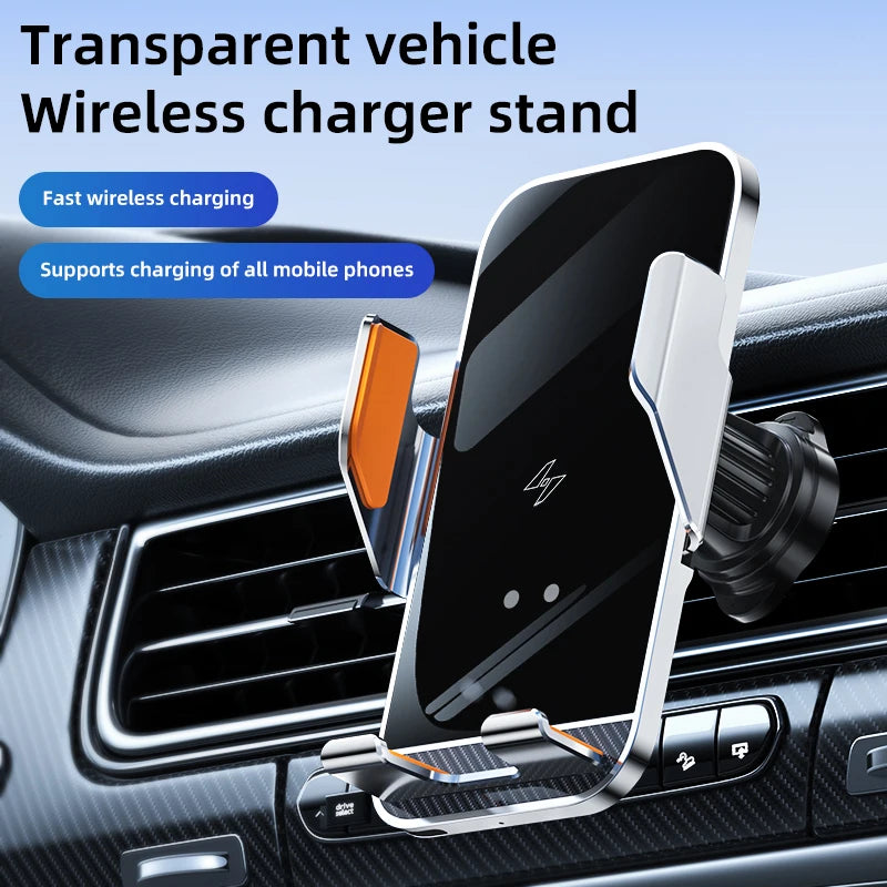 New Wireless Car Phone Holder with Charger 15W Wireless Phone Charging Mobile Holder for Car for iPhone Huawei Samsung Xiaomi