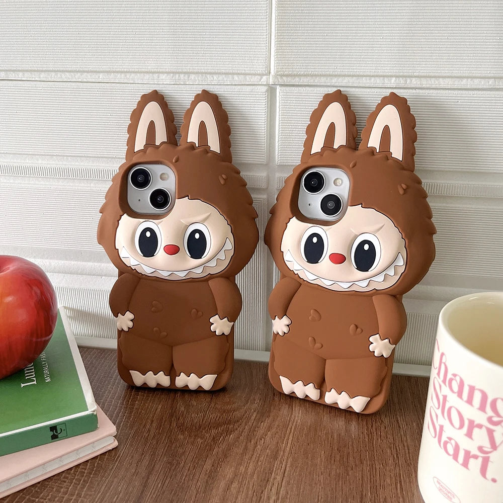For iPhone 16 15 14 Plus 13 12 11 Pro Max Kawaii 3D Cartoon LaBuBu Monsters Soft Silicone Case Shockproof Back Cover