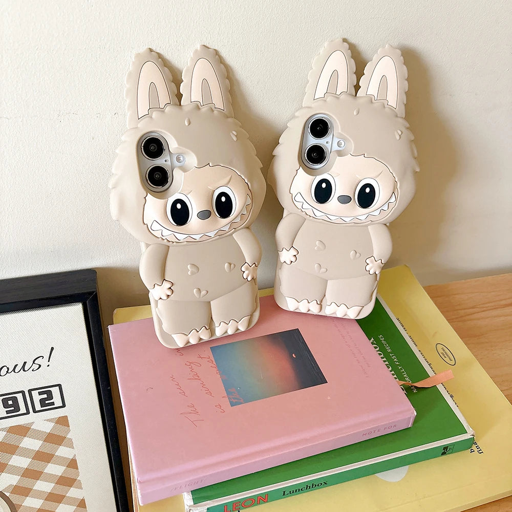 For iPhone 16 15 14 Plus 13 12 11 Pro Max Kawaii 3D Cartoon LaBuBu Monsters Soft Silicone Case Shockproof Back Cover
