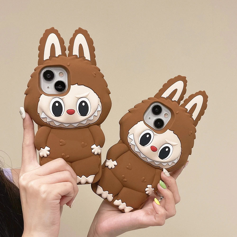For iPhone 16 15 14 Plus 13 12 11 Pro Max Kawaii 3D Cartoon LaBuBu Monsters Soft Silicone Case Shockproof Back Cover