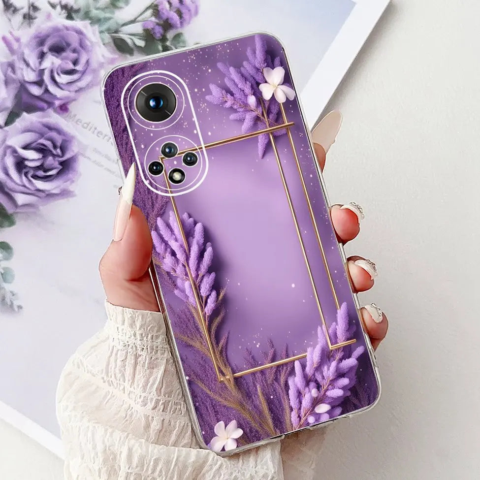 Clear For Honor50 NTH-AN00 NTH-NX9 Back Cover For Honor 50 Case Fashion Luxury Flowers Cute Cartoon Cool Soft TPU Funda 6.57