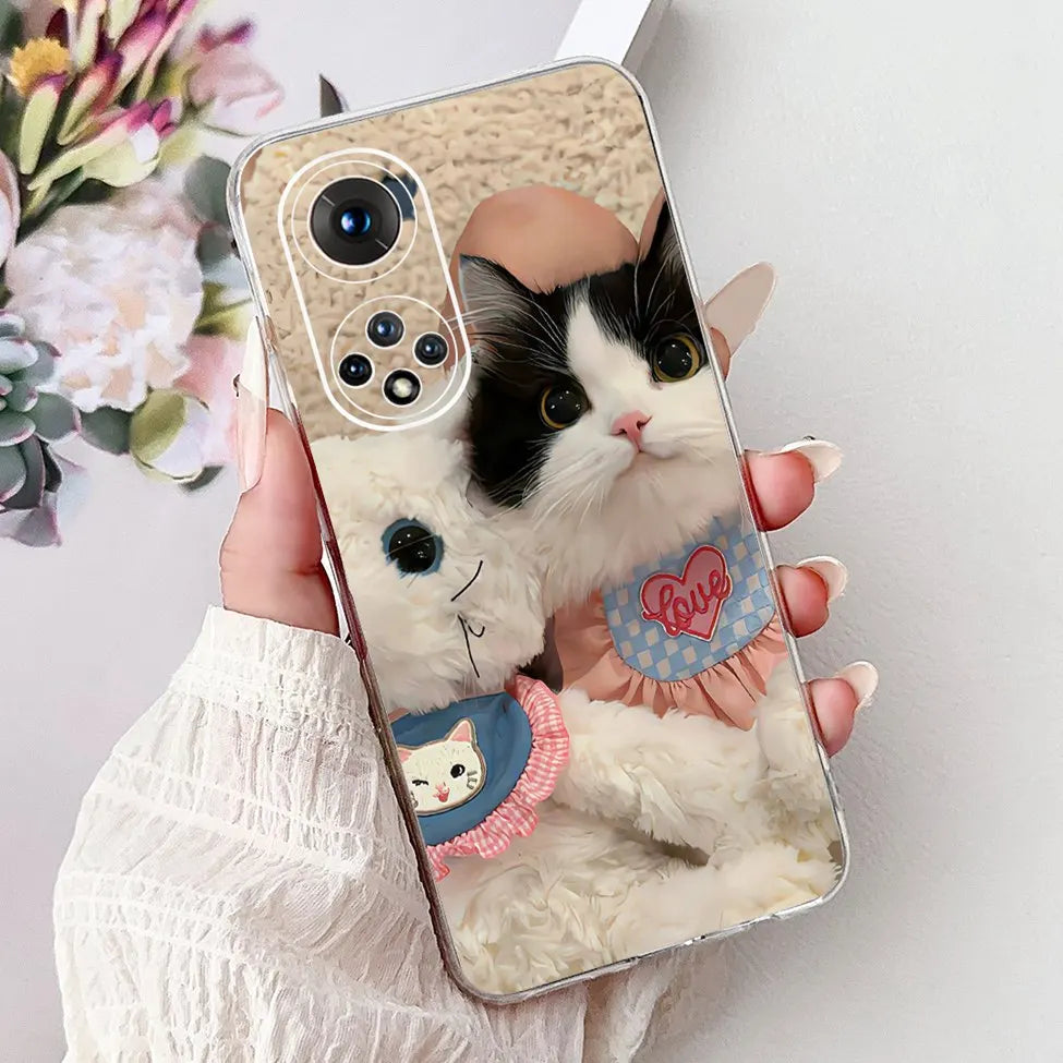 Clear For Honor50 NTH-AN00 NTH-NX9 Back Cover For Honor 50 Case Fashion Luxury Flowers Cute Cartoon Cool Soft TPU Funda 6.57