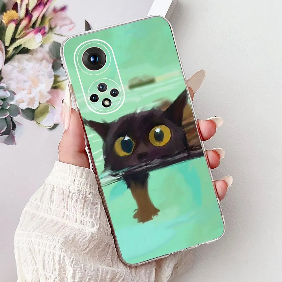 Clear For Honor50 NTH-AN00 NTH-NX9 Back Cover For Honor 50 Case Fashion Luxury Flowers Cute Cartoon Cool Soft TPU Funda 6.57