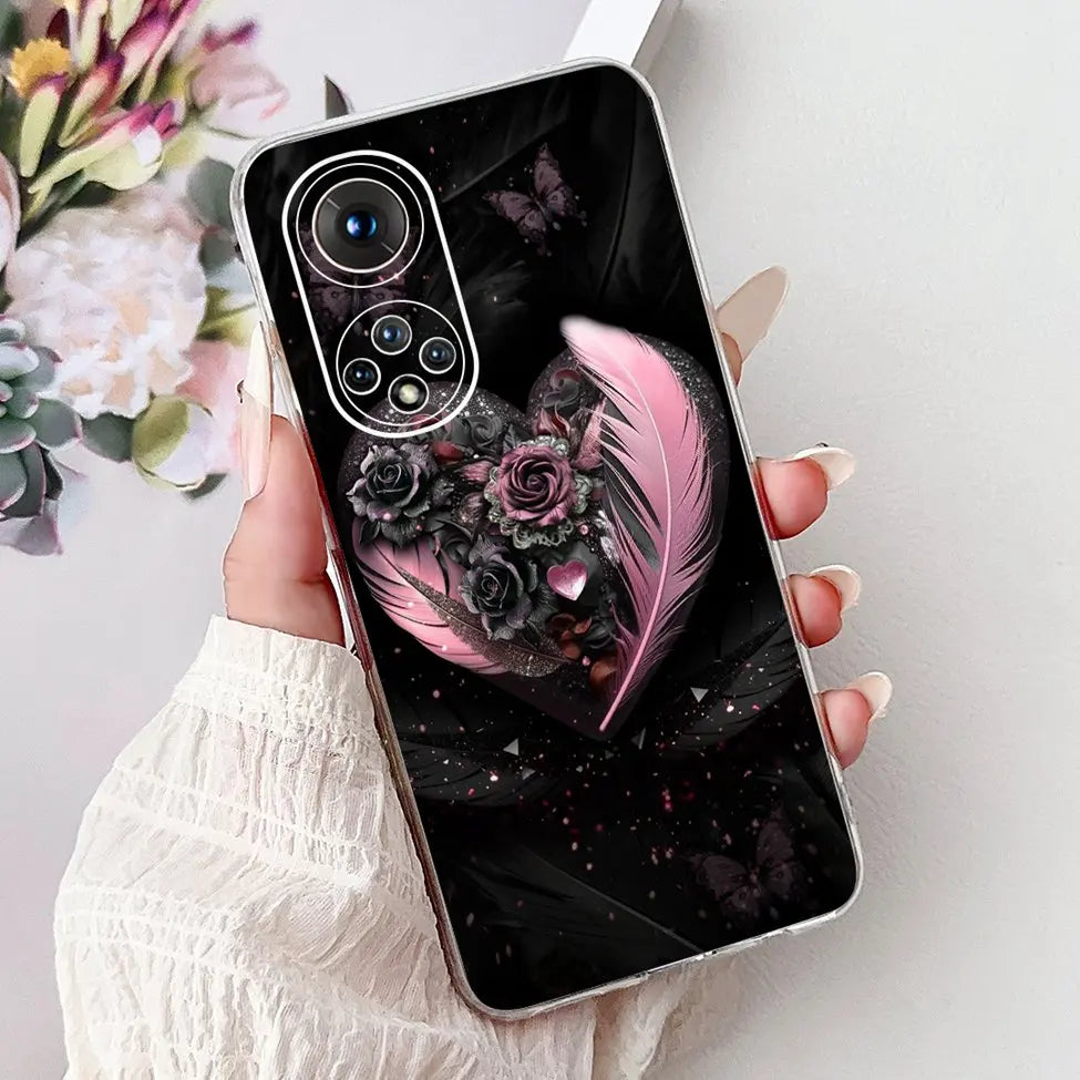 Clear For Honor50 NTH-AN00 NTH-NX9 Back Cover For Honor 50 Case Fashion Luxury Flowers Cute Cartoon Cool Soft TPU Funda 6.57