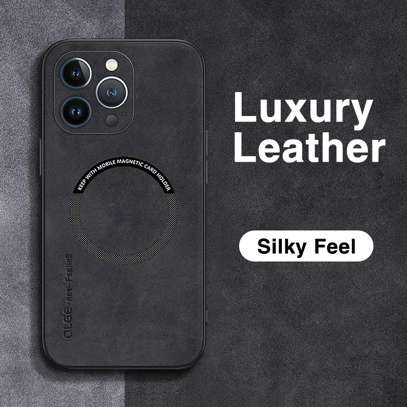 Magnetic For Magsafe Leather Case For iPhone 15 14 Pro Max 14pro 12 13 Pro Max 11 16 Luxury Wireless Charge Shockproof Cover