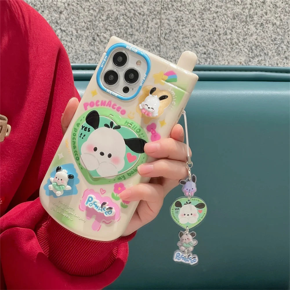 luxury Kawaii My Melody Kuromi Style iPhone 15 14 13 12 11 Pro X XR XS MAX All Inclusive Women's Shockproof Phone Case