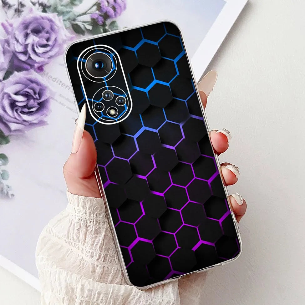 Clear For Honor50 NTH-AN00 NTH-NX9 Back Cover For Honor 50 Case Fashion Luxury Flowers Cute Cartoon Cool Soft TPU Funda 6.57
