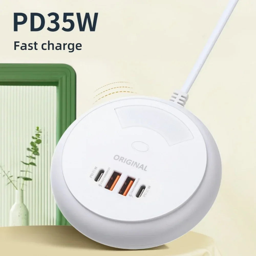 Multiport USB C Charger PD 35W Fast Charging Wall Charger Power Strip For iPhone Samsung Xiaomi EU US Plug Phone Charger Socket