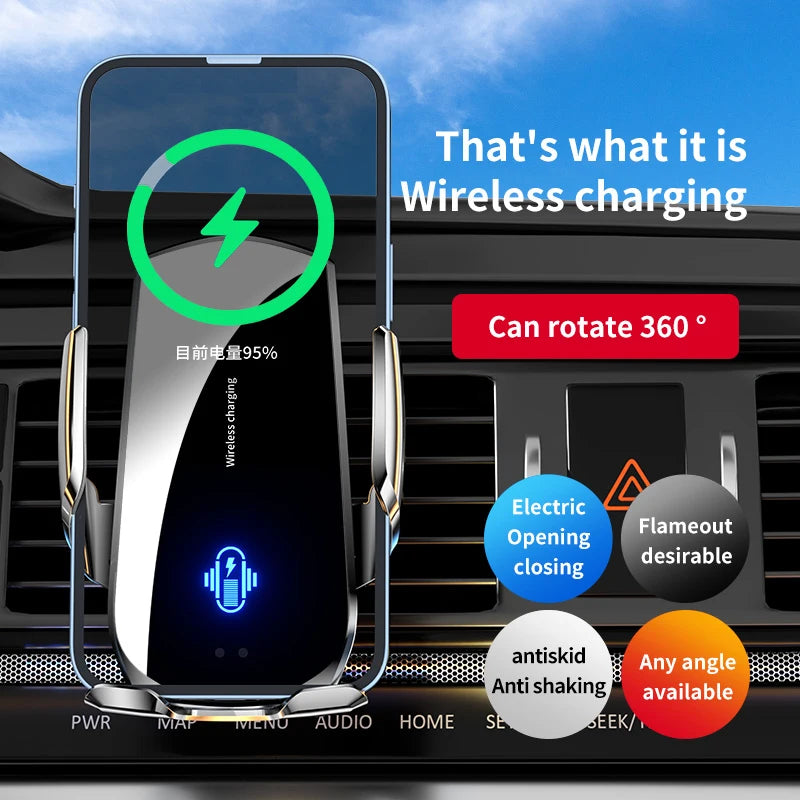 Wireless Car Phone Holder 15W Fast Charging Wireless Charger Infrared Sensing for iPhone Andorid Uneversal Car Phone Stand