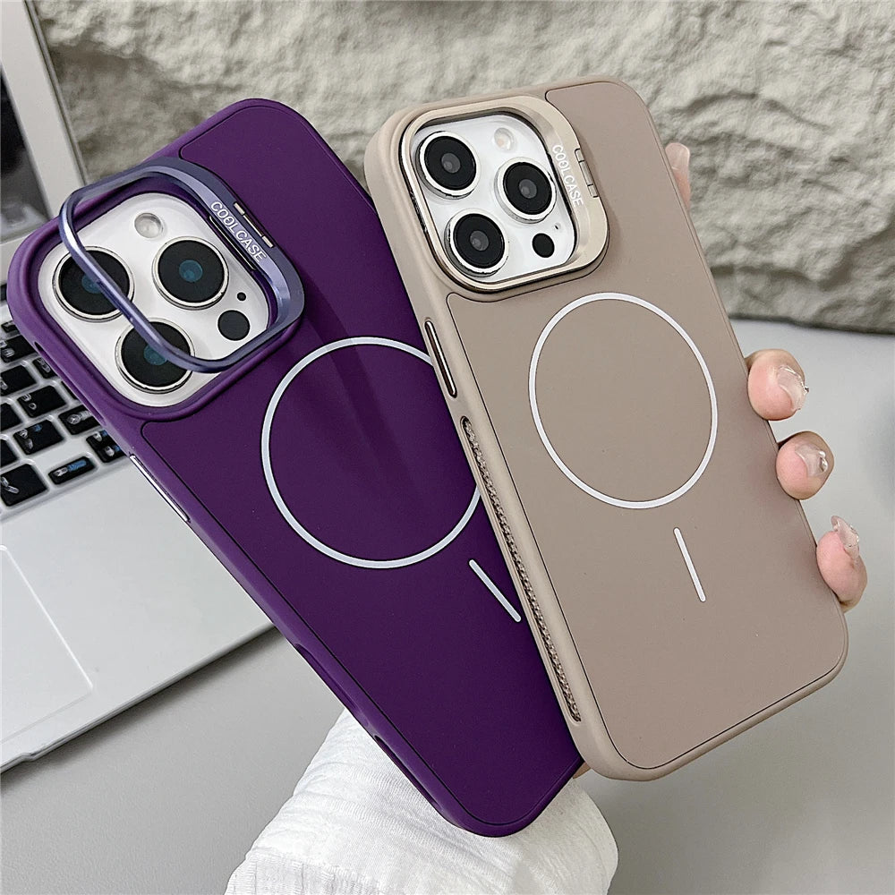 For iPhone 16 Pro Max Luxury Magsafe Magnetic Liquid Silicone Holder Stand Phone Case For iPhone 15 14 13 12 11 Protective Cover