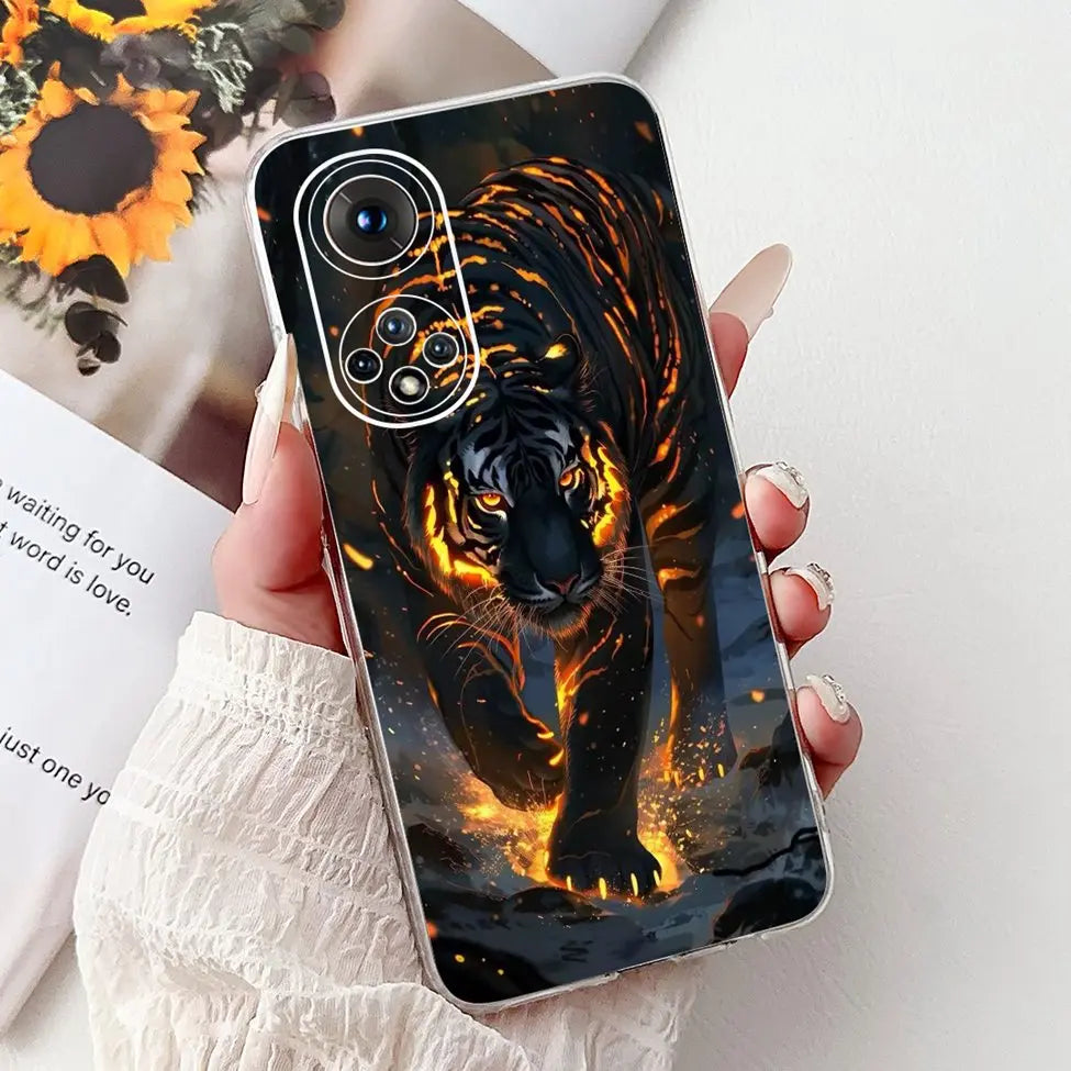 Clear For Honor50 NTH-AN00 NTH-NX9 Back Cover For Honor 50 Case Fashion Luxury Flowers Cute Cartoon Cool Soft TPU Funda 6.57