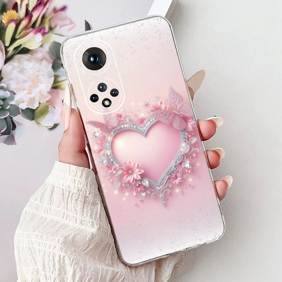 Clear For Honor50 NTH-AN00 NTH-NX9 Back Cover For Honor 50 Case Fashion Luxury Flowers Cute Cartoon Cool Soft TPU Funda 6.57