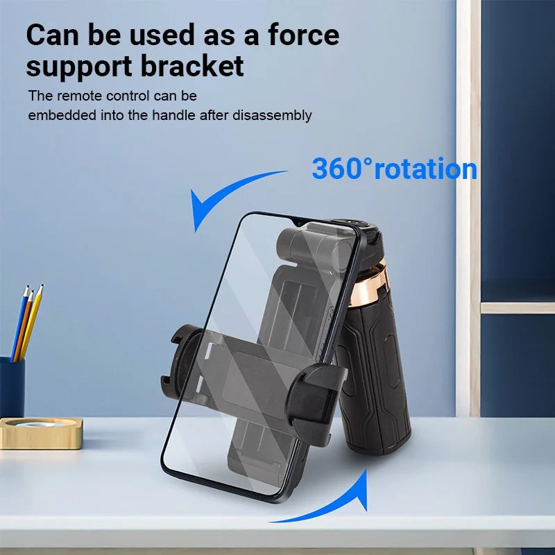 Portable Mini Phone Holder Handle Tripod Selfie Stick Bluetooth Remote Control for Phone Vlog Livestreaming Photography Holder