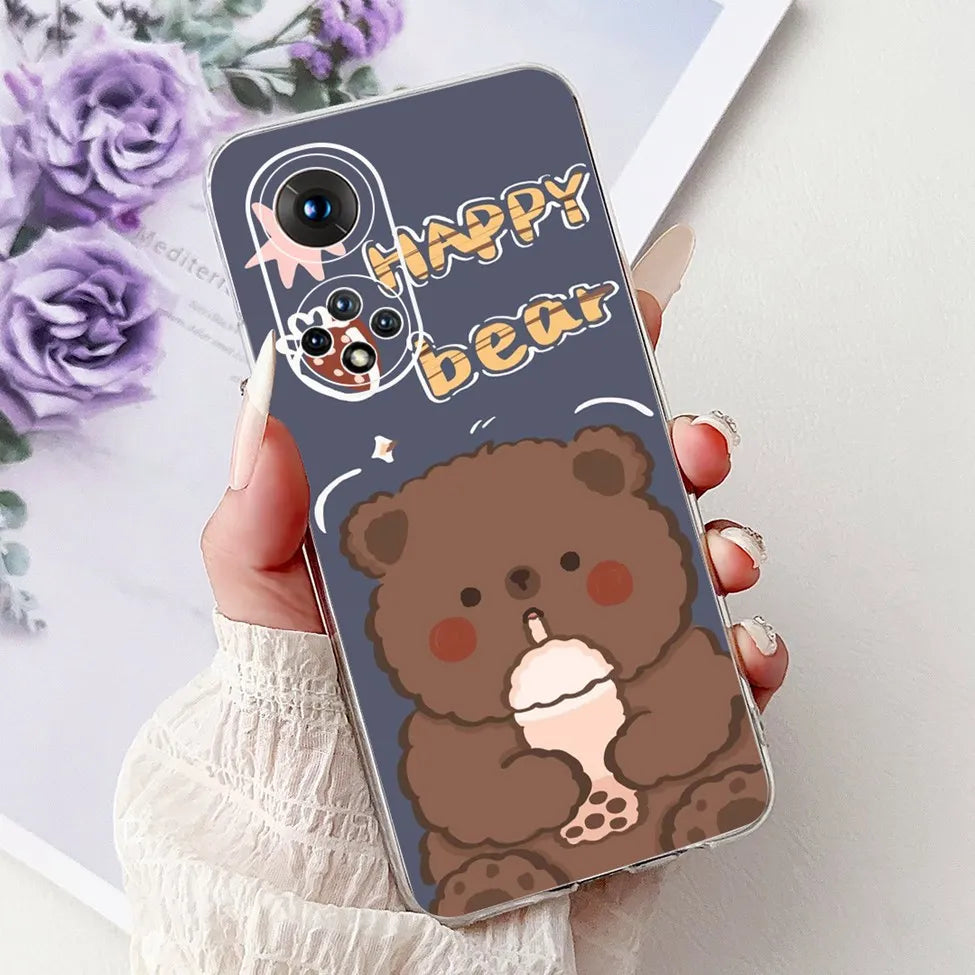 Clear For Honor50 NTH-AN00 NTH-NX9 Back Cover For Honor 50 Case Fashion Luxury Flowers Cute Cartoon Cool Soft TPU Funda 6.57