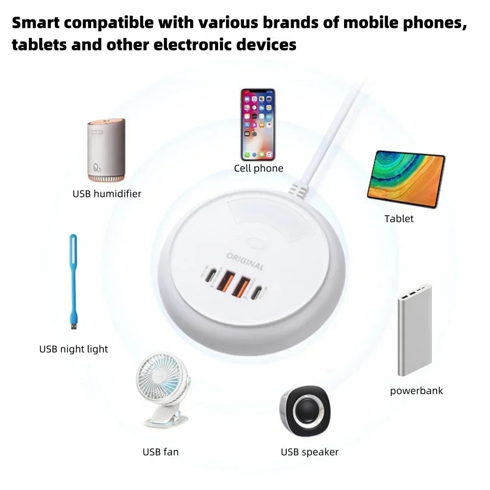 Multiport USB C Charger PD 35W Fast Charging Wall Charger Power Strip For iPhone Samsung Xiaomi EU US Plug Phone Charger Socket